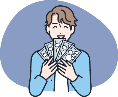 現金を持つ男性